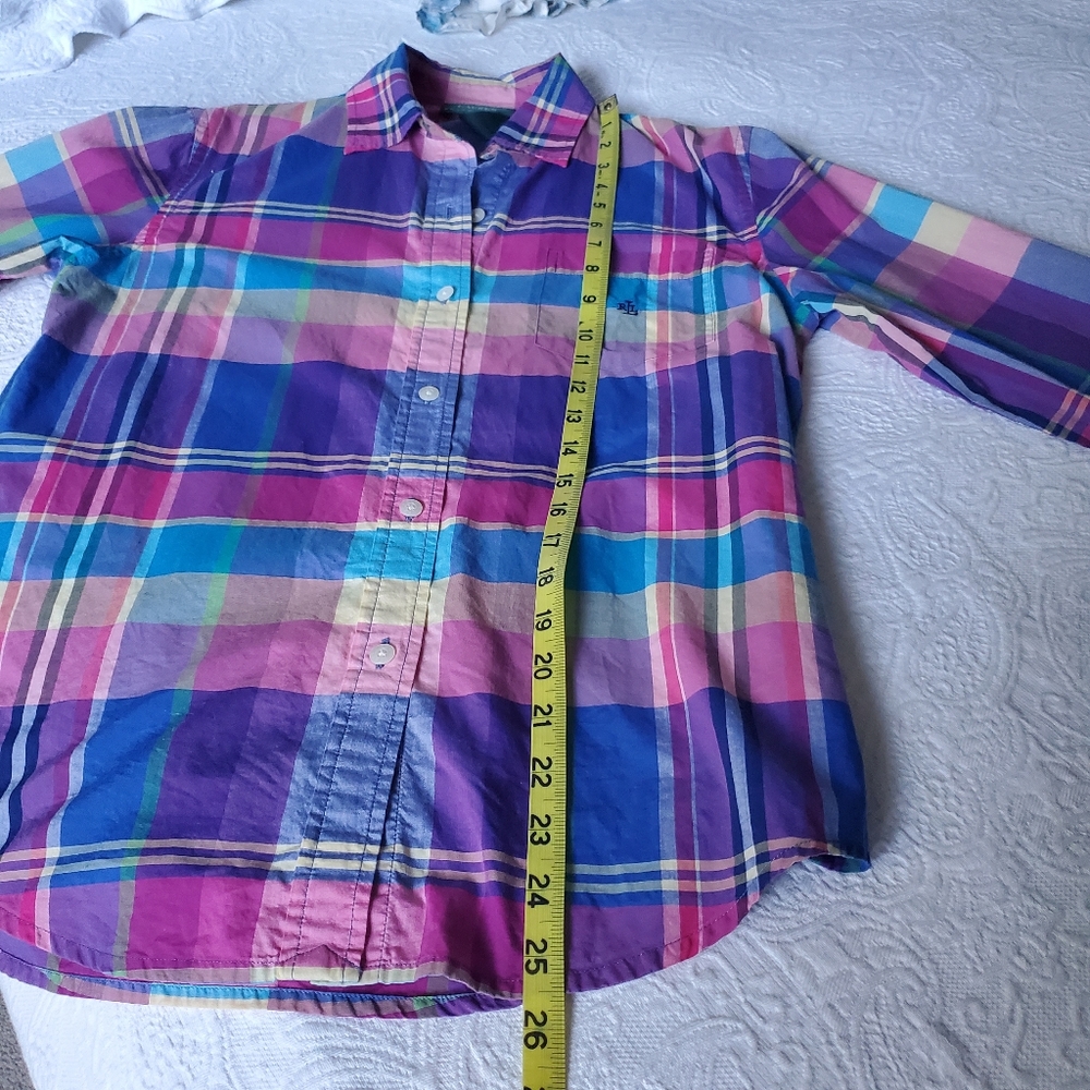 Lauren by Ralph Lauren Purple & Pink Plaid  Shirt - EUC - Picture 5 of 9